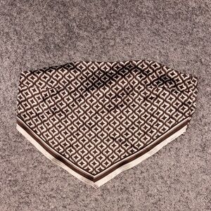 Geometric Print Square Tie Top in Brown and Cream